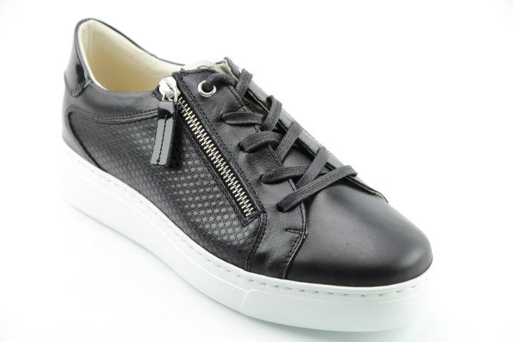 Dames  Sneakers/Veterschoen  DL Sport 5015.Vit.Nero. Direct leverbaar uit de webshop van Reese Schoenmode.
