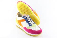 Dames  Sneakers/Veterschoen DL Sport 5637.Vit.Fuxia Multi. Direct leverbaar uit de webshop van Reese Schoenmode.