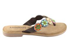 Dames  Slippers Lazamani 75444.brown. Direct leverbaar uit de webshop van Reese Schoenmode.