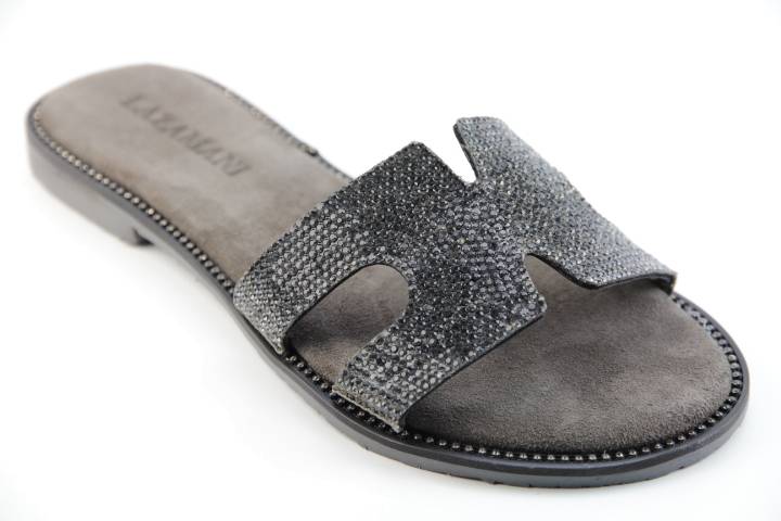 Dames  Slippers Lazamani 33.736.PEWTER. Direct leverbaar uit de webshop van Reese Schoenmode.