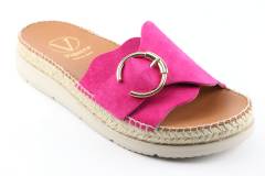 Dames  Slippers Viguera 1970.Vit.Fuxia. Direct leverbaar uit de webshop van Reese Schoenmode.